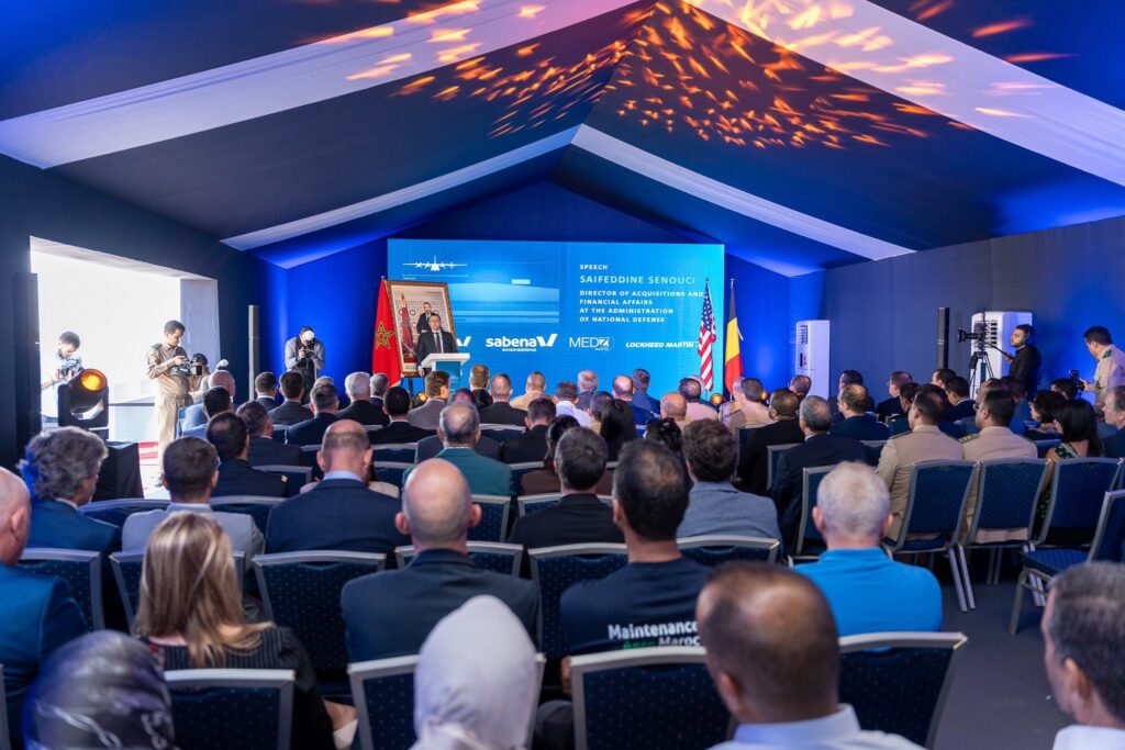Cérémonie officielle de pose de la première pierre du projet Maintenance Aero Maroc à Benslimane, partenariat entre Lockheed Martin, Sabena Engineering et MedZ.