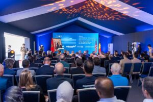Cérémonie officielle de pose de la première pierre du projet Maintenance Aero Maroc à Benslimane, partenariat entre Lockheed Martin, Sabena Engineering et MedZ.